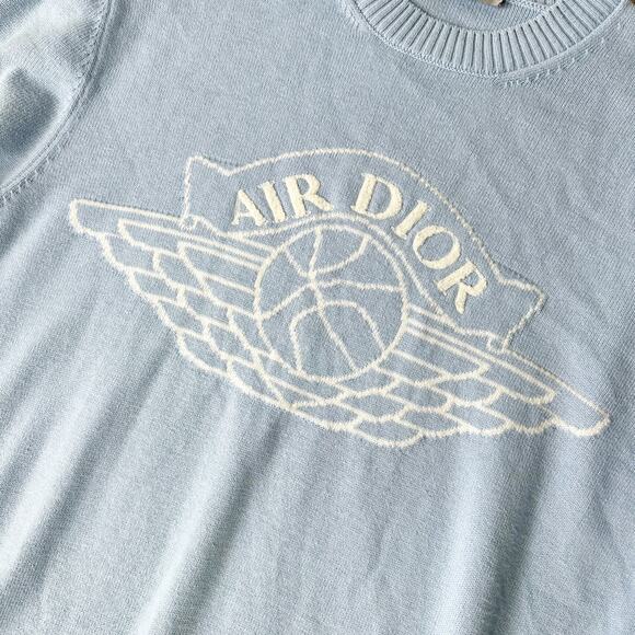 Christian Dior X Air Jordan Collab S/S 2020 Air Dior Cashmere Blend Blue Sweater - Picture 4 of 5